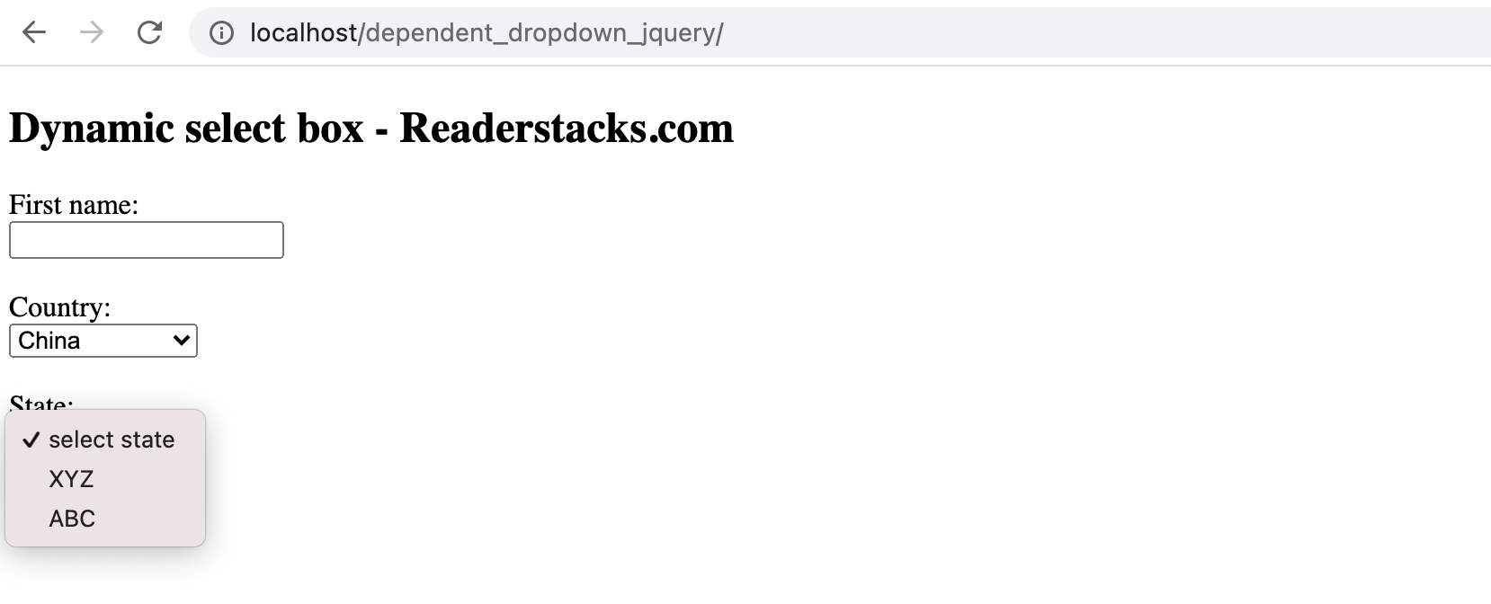 Show dropdown list from ajax response in jQuery