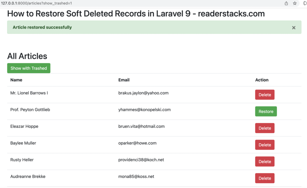 How to Restore Soft Deleted Records in Laravel 9