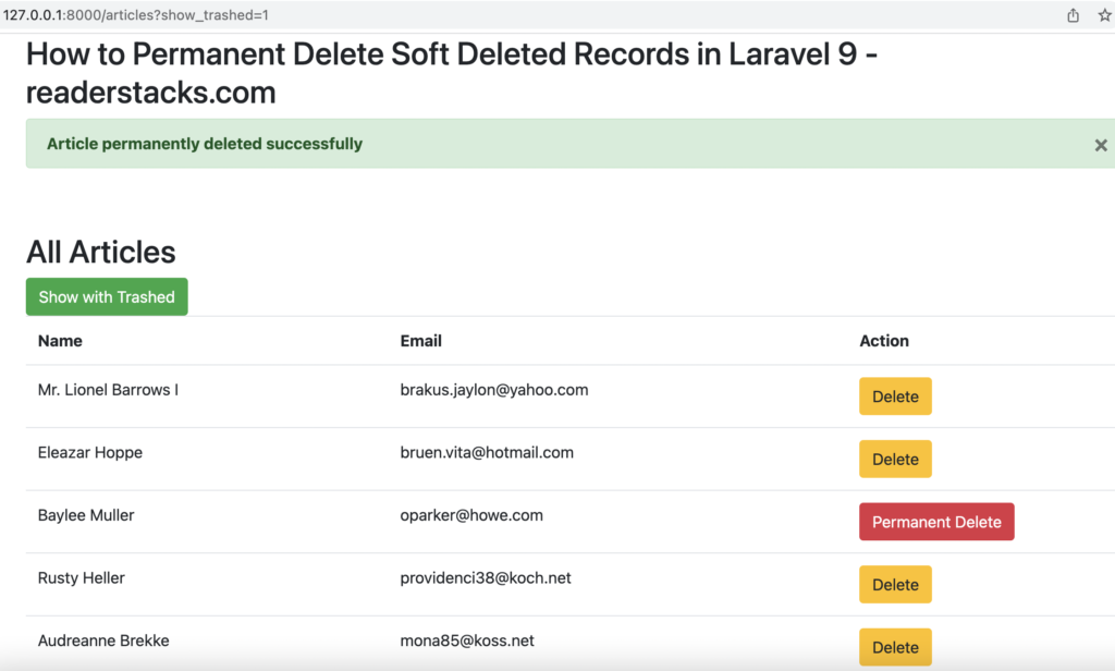 How to Permanent Delete Soft Deleted Records in Laravel 9 