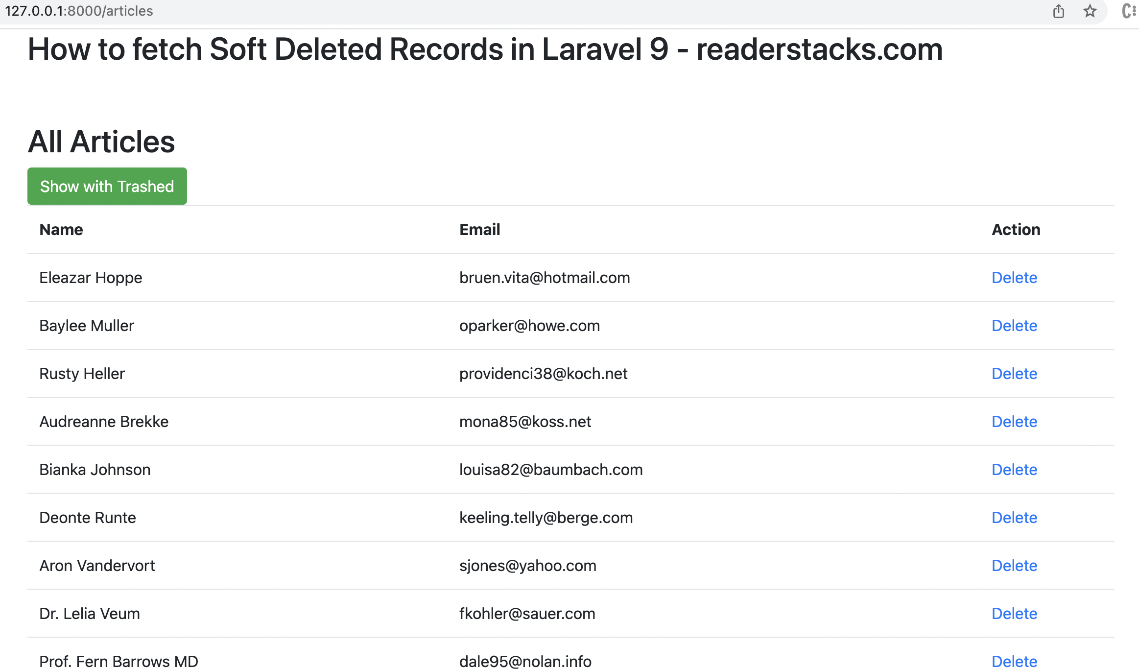 fetch soft deleted records in laravel
